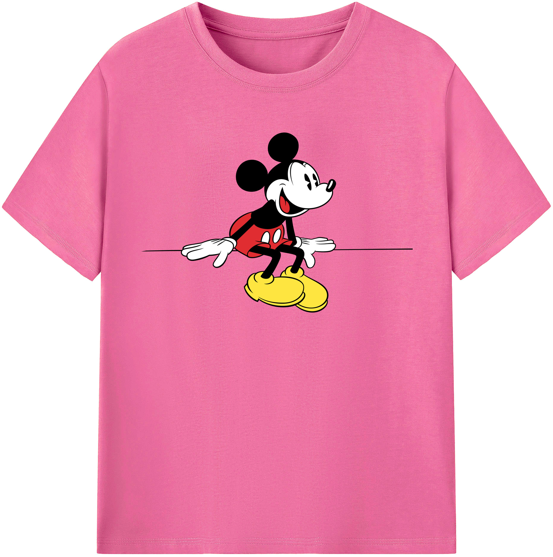 （画像用） ミッキーマウス Mickey Mouse レディースカジュアルプリントTシャツ（綿100％）